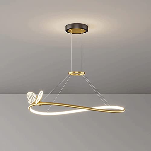 Lustre LED 61 cm papillon doré et noir à intensité variable pour salle à manger - 2