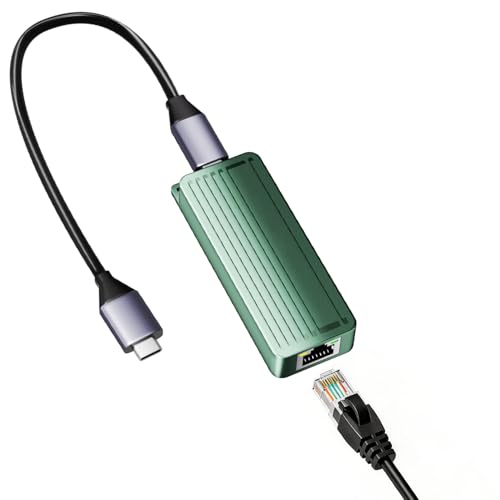 USB C to 10Gbps Ethernet Adapter, USB 3.2 Gen 2x2 Type-C to RJ45 10G LAN Network Dongle with Realtek RTL8159 Chip, Thunderbolt 3/4 Compatible for MacBook, Windows 11 Laptop, NAS, PC