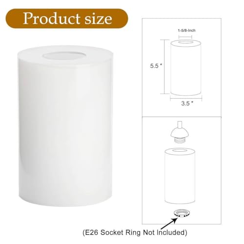 Image of Bright White Glass Lamp Shade Replacement - 1-5 /8 inch Fitter Opening - Light Cover for Pendant Lights, Chandeliers, Wall Sconces, Vanity & Ceiling Fixtures (4 Pack) - Matte Finish Diffused Lighting
