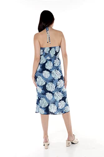 Image of Women's Hawaiian Luau Halter Dress in Signature Prints | Sleeveless halter dress, high-low hem; Hawaiian floral print; soft rayon, machine washable; luau, beach, cruise, party