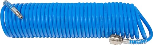 Güde Spiralschlauch 10 m (für Druckluft-Kompressoren bis max. 11 bar ausziehbar bis 10 m ø 10/6 5 mm aus Polyurethan (PU) Schnellkupplung und Stecknippel Knickschutz für längere Haltbarkeit)