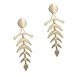 TEHAUX 創造的な魚骨モチーフイヤリング レディースファッションアレルギー対応合金製 秋のカジュアル フォーマル用揺れる耳飾り 対