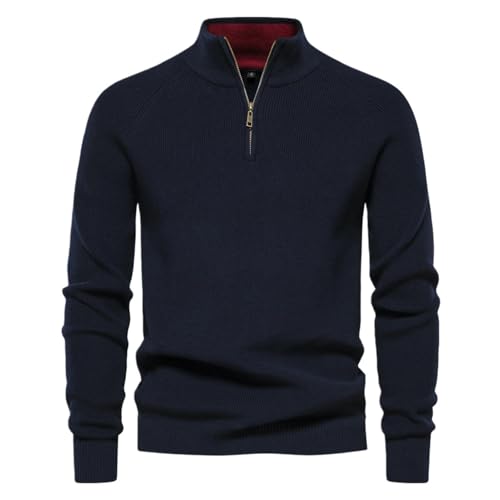 Pull col montant uni à demi-zipper pour homme - vêtement décontracté d'automne