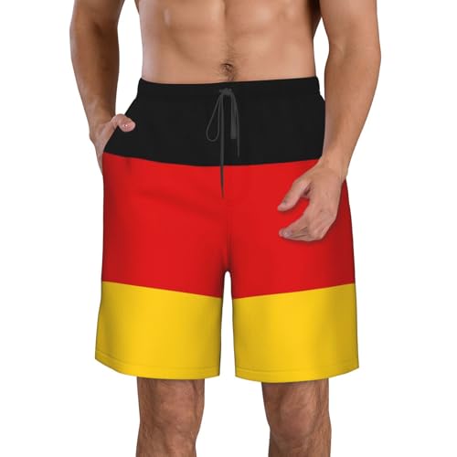 Men & Boys Classic Fit Swim Trunks for Beach Gym Sport Quick Dry Drawstring Basic Board Shorts with Pockets, Underwear Germany Flag Fashion Cargo Short