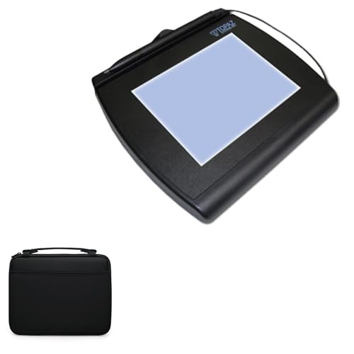 BoxWave Case Compatible with Topaz SignatureGem 4x5 - Hard Shell Briefcase, Slim Messenger Bag Briefcase Cover Side Pockets - Jet Black