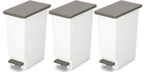 Shinshine Synthetic Trash Can with Lid Neo Color Sorting Trash Can Pedal Pail Brown Set of 3 20L