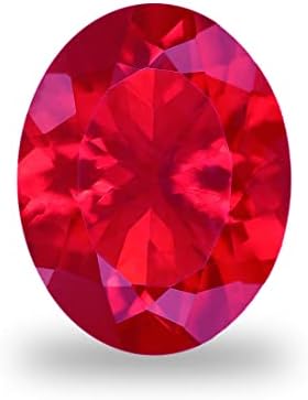 Gryrigns Oval Loose Synthetic Ruby Stone Red Corundum Gemstone Machine-Cut Faceted 3A VVS (7.5cts, 14x10mm, 1Pcs)