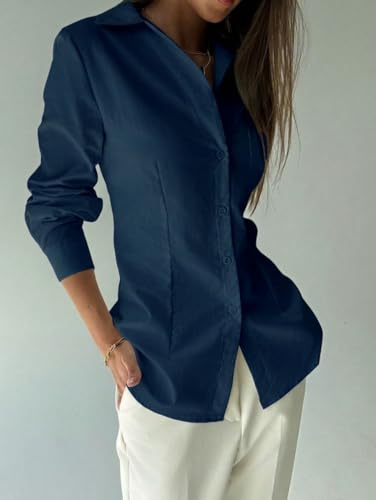Image of OOMPH! Women Solid Cotton Shirt with Back Tie-Up Detail | Corset Style | Cinched Waist Shirt | Cotton Formal Shirt
