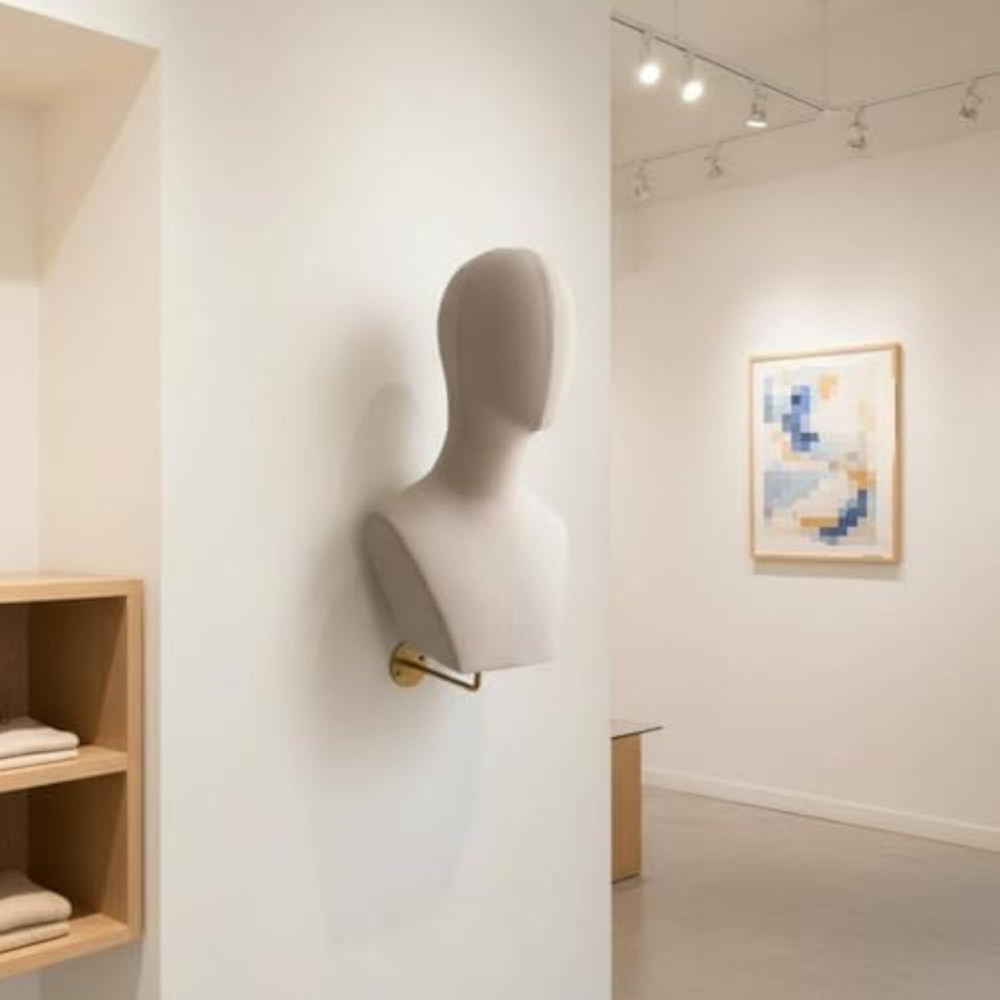 Gold Wall-Mounted Mannequin Bust with Hook for Hairpieces