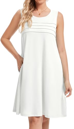 Image of CHICGAL Womens Summer Dresses Casual Loose Pleated Front Tshirt Sleeveless Tank Sundresses with Pockets 2026
