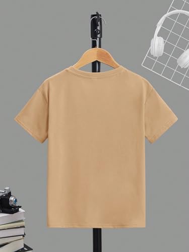 COZYEASE Boys' Graphic Tee Casual Short Sleeve Crew Neck T Shirt Summer Tee Tops Khaki 13-14 Years2