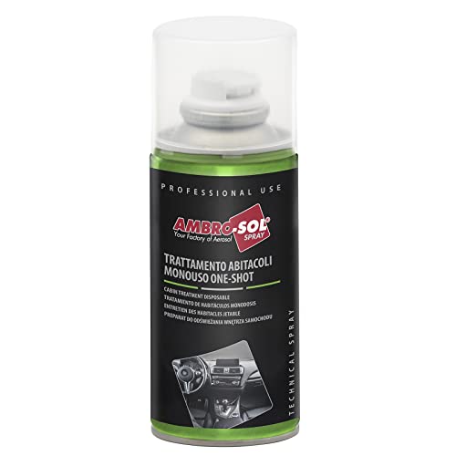 AMBRO-SOL - Spray higienizante monodosis para habitáculos. Elimina suciedad, bacterias y malos olores. Fórmula de 150 ml para limpieza profunda y ambiente fresco
