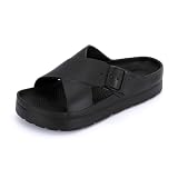 TOTES EVERYWEAR WOMEN'S CROSS BUCKLE SLIDE