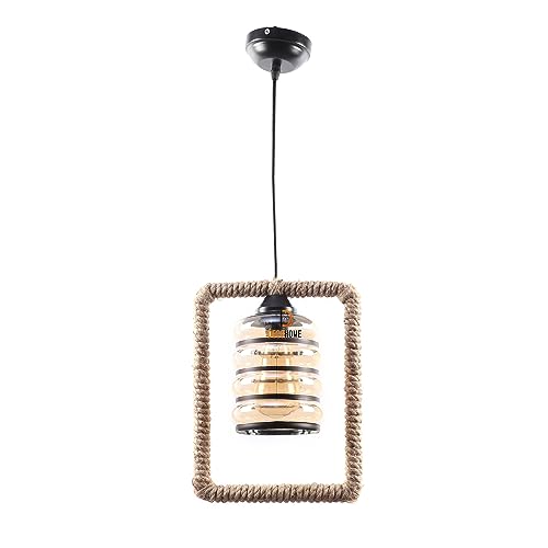 Image of DECOHOME Modern Hanging Ceiling Lamp Lights for Home & Decor | Premium Finish Pendant Light for Living Room, Bedroom & Dining Area | Stylish Indoor Lighting | Chandelier Lights (Rectangular-Black)