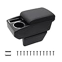 KAERGK Auto Armlehnen für Seat Ibiza 6j 6l Mittelkonsolen für Kfz Doppelter Stauraum mit Getränkehalter Einfache Montage Bequemes und Strapazierfähiges Leder Schwarz (Schwarze Linie)