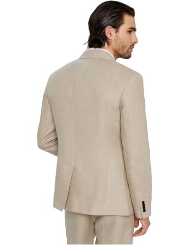 Wangyue Men's Linen Suit Slim Fit 2 Piece Suit Casual Lightweight Summer Beach Wedding Linen Blazer Pants Set4