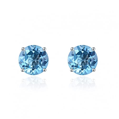 Boucles d'oreilles grenat rond 6mm en argent 925 massif pour femme