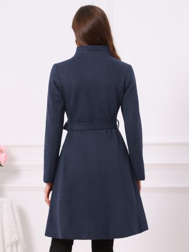 Image of Allegra K Pea Coats for Women Long Winter Stand Collar Belted Single Breasted Trench Coat 2025