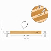 SONGMICS Hosenbügel Holz, 16er Set, Rockbügel aus Holz, mit verstellbaren Clips, rutschfest, für Hosen, Shorts und Röcke, naturfarben CRW009N16 – Ansicht 5