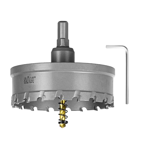 Image of SALI 3-3 /4 inch(95mm) TCT Hole Saw Kit Tungsten Carbide Tipped Hole Saw Drill Bit with Titanium-Plated Pilot Drill bit for Metal, Stainless Steel, Iron, Wood, Plastic