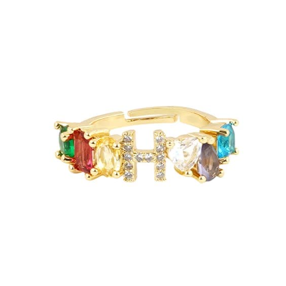 Women Lowe Multicolour Alphabet H Ring, One Size-image-19
