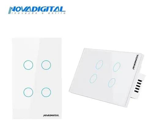 Interruptor Smart Touch Sem Neutro 4 Botões Wifi Rf 110v