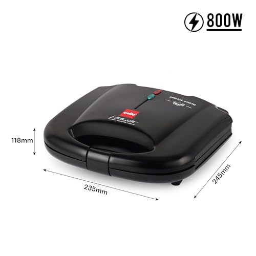 Image of Cello Super Club Ultra Pro 800W Grill Sandwich Toaster with Fixed Grill Plates | Black| Heat Resistant Bakelite Body |Non-Stick Coating | Power Indicators.