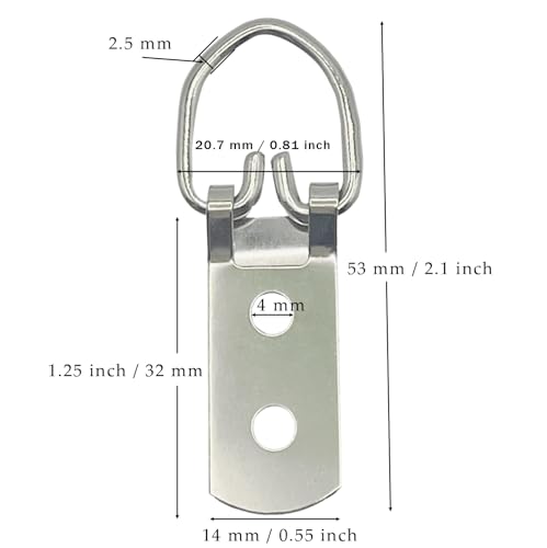 Image of D Ring Picture Hangers, Bulk Steel Small D Rings, Pro Quality D Rings, Picture Hang Solutions for Mirror, Clock, Decoration, Paintings, Artwork Picture