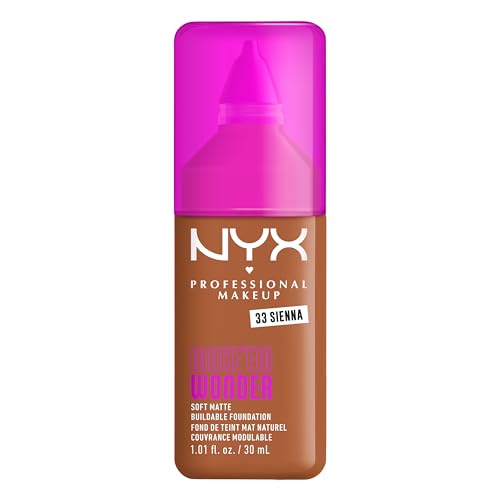 NYX Professional Makeup Make 'EM Wonder, Up to 24 Hour Soft Matte Foundation, Undetectable Finish, Waterproof, Sweat and Transfer Resistant, Shade: 33 Sienna