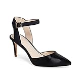 Fttpdeaus Women's Stilettos Heels Pump Sandals Backless Ankle Strap Closed Toe Heels Black