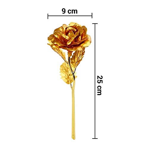 TIED RIBBONS Valentine Gift for Girlfriend Wife Girls Women - Romantic Teddy Bear Card Pendant and Artificial Golden Rose Flower with Box Hamper,Silk 5 31aVc4dYmcL