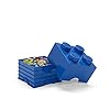 LEGO Storage Brick 4 Knobs Blue - Stackable Plastic Storage Box with Lid for Kids and Adults Ideal Desk Organizer and Toy Box - 5.6L Capacity