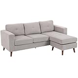 HOMCOM Divano angolare reversibile in velluto a coste, 192 cm, divano modulare a L a 3 posti con chaise longue, struttura in acciaio, design moderno, per soggiorno, appartamento, piccoli spazi,