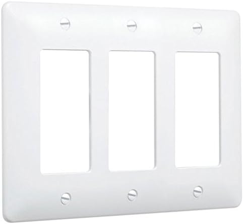 TayMac 5550W Paintable Masque Wall Plate Cover, White, 3-Gang