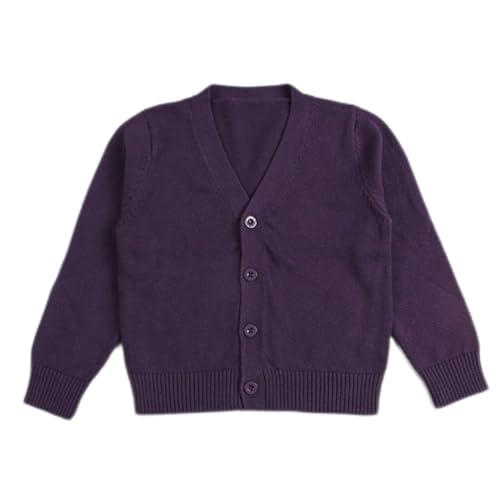 Image of HAOLUKI Baby Boys Girls Button Closure Cardigan Toddler Cotton Knit Sweater Solid Color V-Neck Cardigan School Uniforms