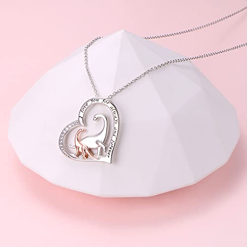 Yearace Sterling Silver Mother and Child Animals Necklace Love Heart Pendant Necklace Cute Animal Jewelry Mother's Day Gifts for Mother Wife4
