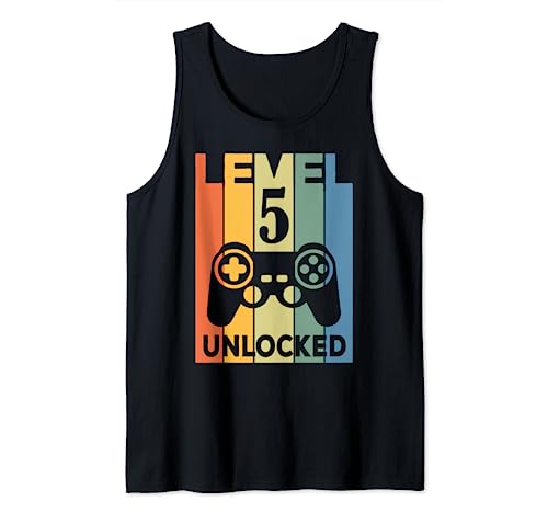 Vintage Birthday Apparel - Retro Level 5 Unlocked Tank Top