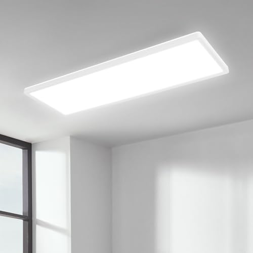 Foto von BRILONER - LED Deckenlampe mit indirektem Licht, 58cm, 22W, 3.000lm, flach, neutralweiße Lichtfarbe, Lampe, Deckenleuchte, Wohnzimmerlampe, LED Panel, Küchenlampe, Wohnzimmerleuchte, 58x20x3 cm, Weiß