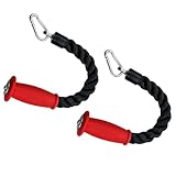 Trizepsseil Einhand, 2 Stück Trizeps Seil mit Rutschfesten Griffen Trizepstraining Zughilfe Triceps Rope Krafttraining Griff mit Karabiner für Workout am Seilzug Fitness Kabelzug Fitness Zubehör