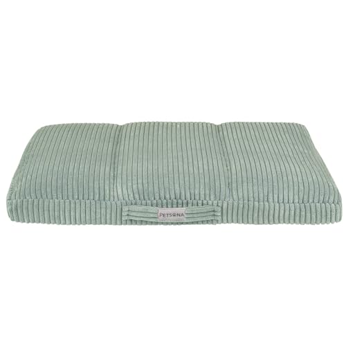 Petsona Hundebett Hundekissen Rippenstrickstoff rutschfeste Unterseite Weichschaum, Grün,L