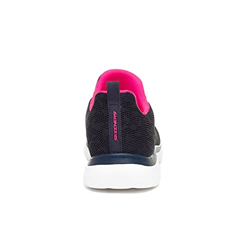 Skechers Femme Summits Leopard Spot Espadrilles, Navy Mesh/Hot Pink Trim, 38 EU