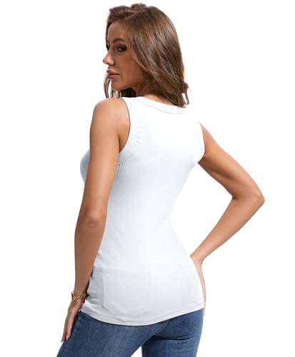 C.O.Z.Y Womens Tank Tops 2 Pack Ribbed Racerback Top Summer High Neck Sleeveless Shirts Slim Fit4