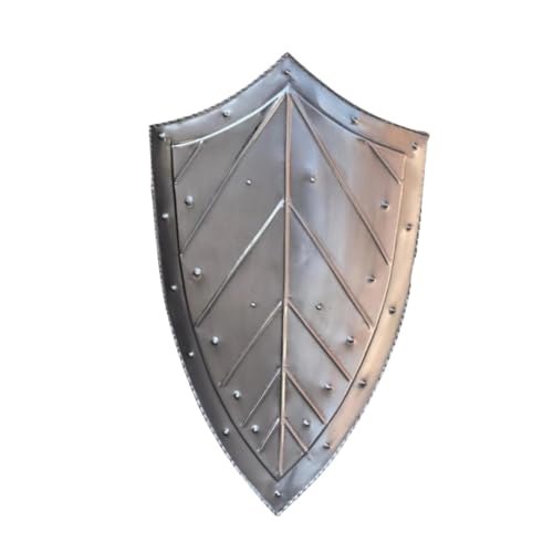 Image of Medieval Knight Steel Shield, Riveted Metal Heater Shield for LARP, Cosplay and Reenactment, Handcrafted Battle Armour