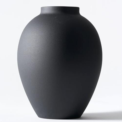 Black Vase for Home Decor - Tall Ella Flower Vase for Centerpieces