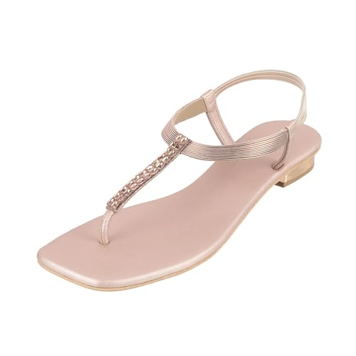 Image of Mochi Women Synthetic Flat Beaded Fashion Sandal