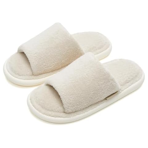 utune Open Toe Slippers for Women Indoor Slippers Memory Foam Slippers Men's Slippers House Cozy Slippers Women Bedroom Slippers Plush Slippers Cover