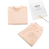 Kreeqe Soft Breathable Men's 100% Cotton Thermal Underwear Set Long Sleeve Multiple Neck Styles Winter Warmth Protection(Middle-Collar-apri,XXXL)