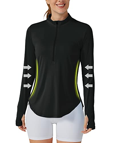 G4Free Sun Shirts For Women Long Sleeve Upf 50+ Spf Uv Protection Lightweight Workout Athletic Hiking Tops Quick Dry (Black, M) #TOP2
