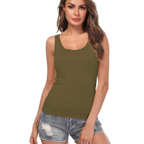 Image of Camisoles for Women with Built in Bra,Basic Yoga Top Layering Tank Top Padded Bra Undershirt(S-3XL)