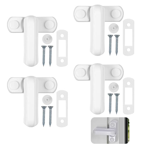 4 Pièces Serrure de Sécurité pour Fenêtre en Aluminium Renforcé, Verrou de Sécurité pour Sécurité Fenetre, Durable Verrou Fenetre Avec Vis de Fixation tous Types de Fenêtres de Portes en PVC, UPVC